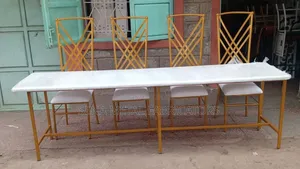 High Table, 4 Event Chairs With Powdercoating Finish.