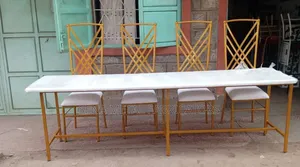 High Table, 4 Event Chairs With Powdercoating Finish.