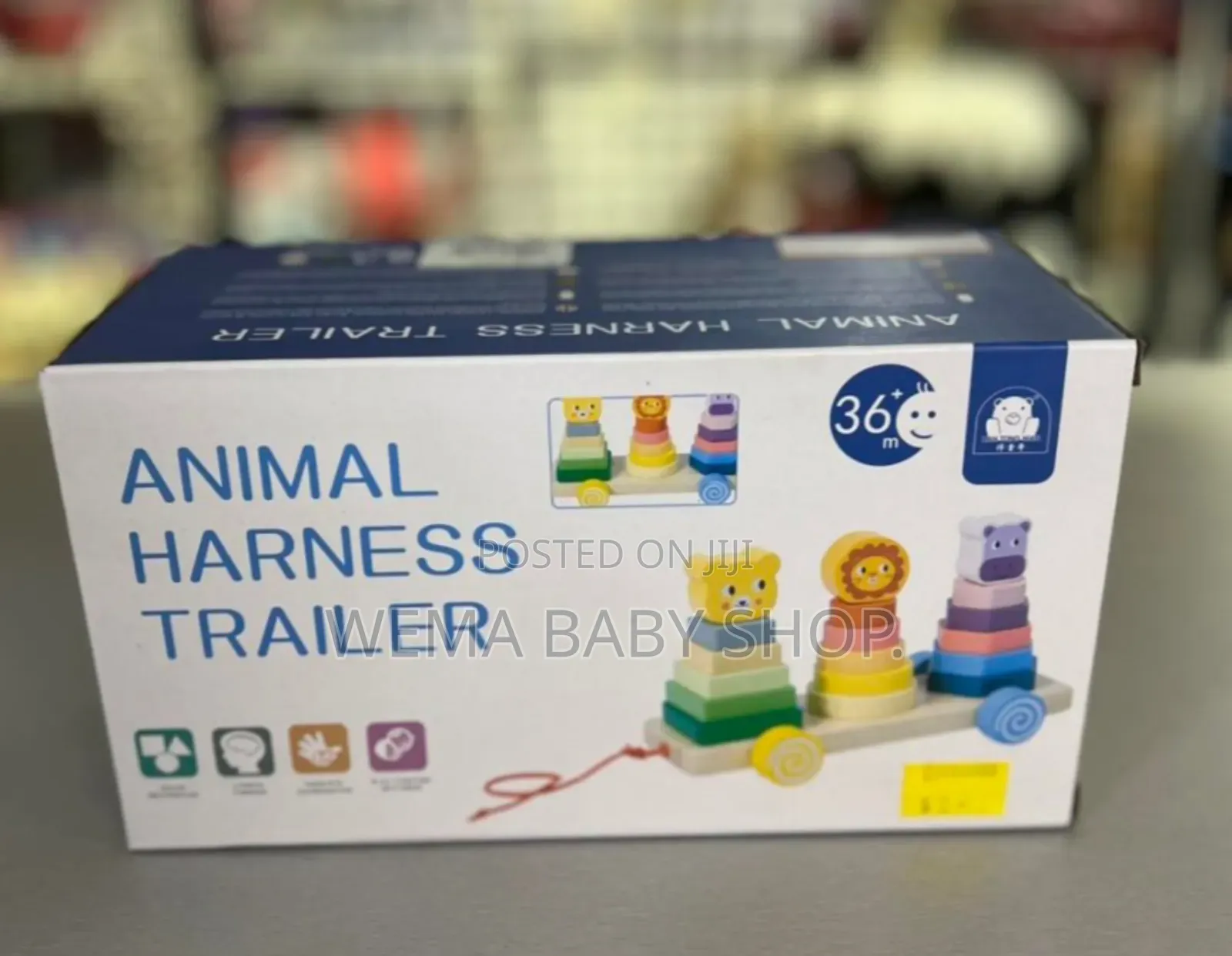 3 in 1 Wooden Montessori Stacker/Animal Harness Trailer