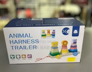 3 in 1 Wooden Montessori Stacker/Animal Harness Trailer