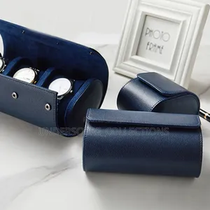 Executive 3 in 1 Navy Blue Leather Watch Organizers