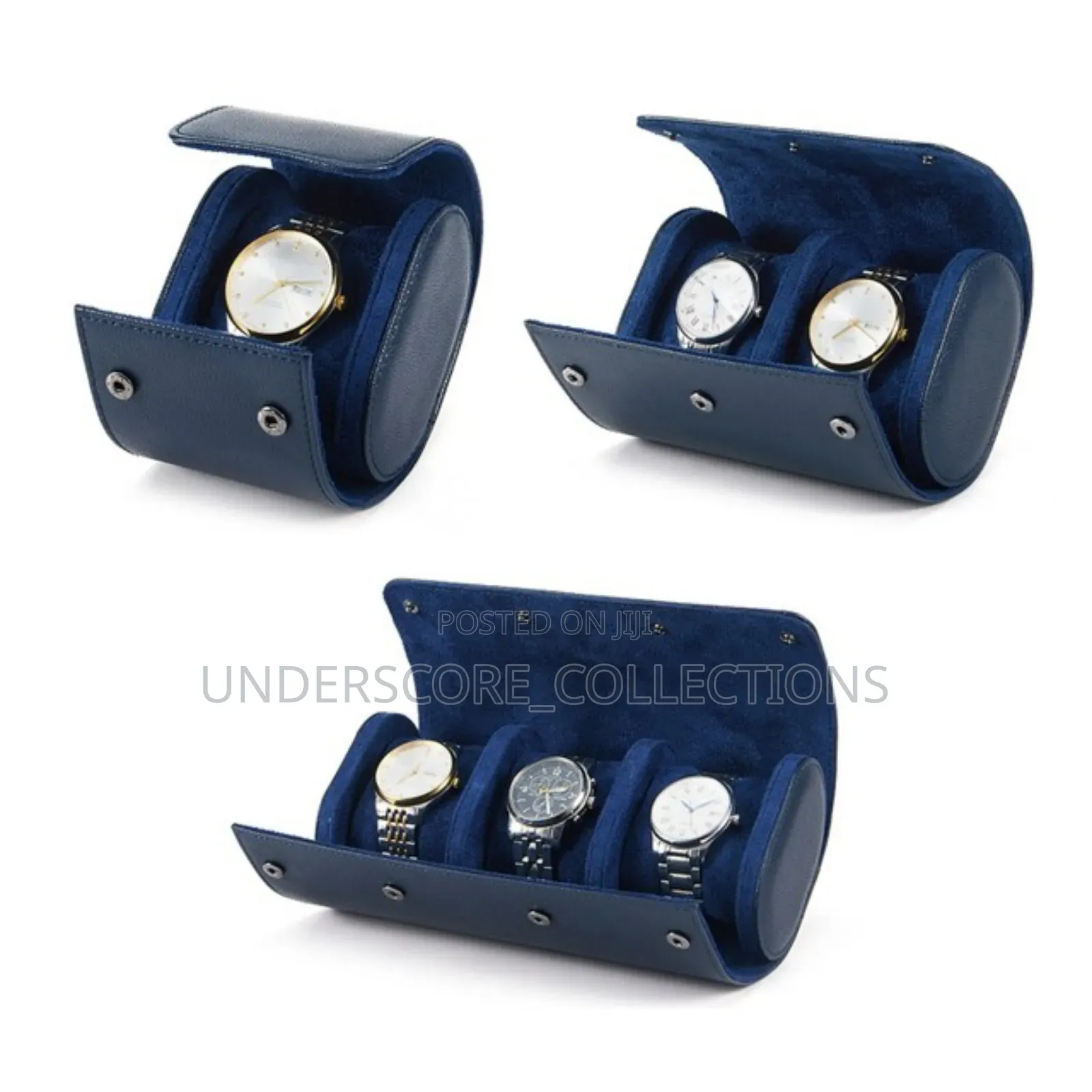 Classy Unisex Navy Blue Three in One Watch Organizers