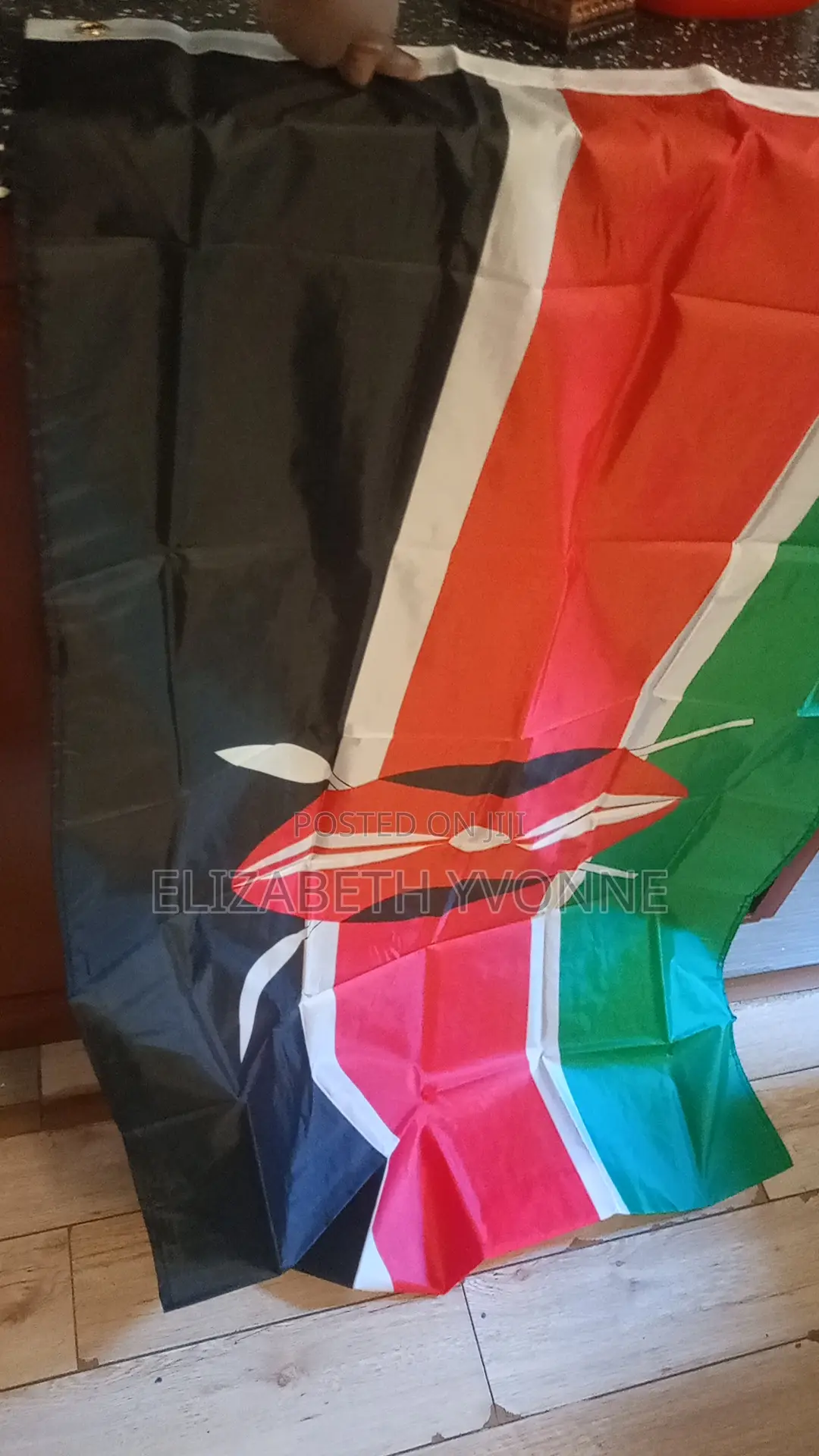 Kenyan Flag, Large. 3 by 5 Feet.