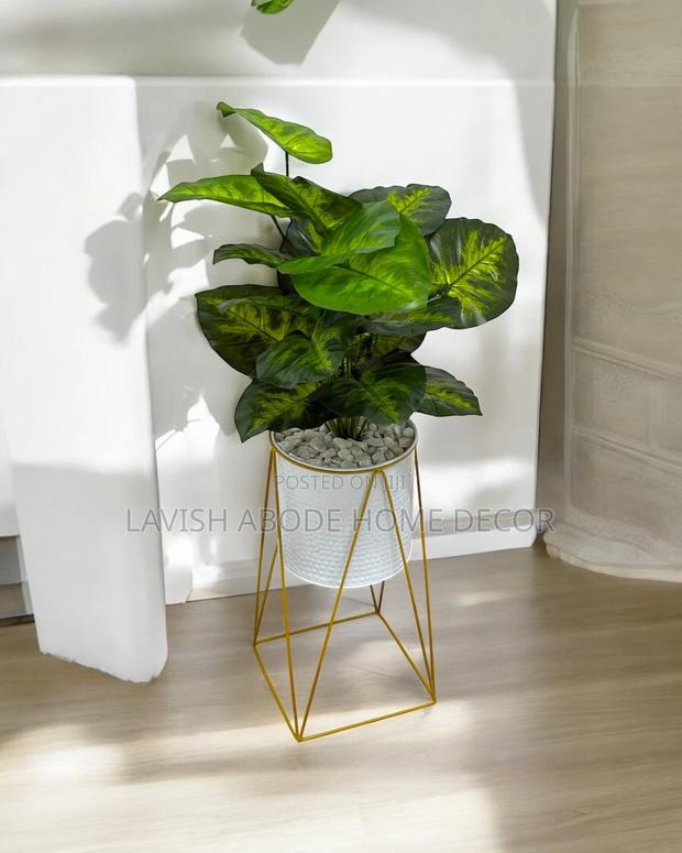 Artificial Plant in a White and Gold Nordic Planter