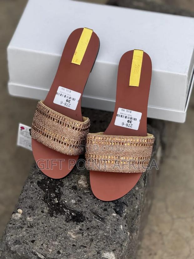 Black,Gold And Silver High Quality (Zara) Slip-on Sandals - thumbnail 2