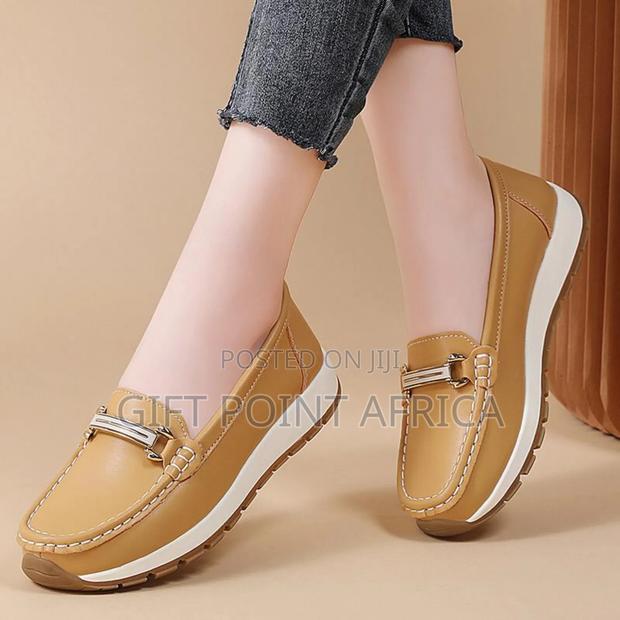 Mustard High Quality Leather Whitesole Moccasins* - main view