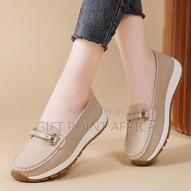 Mustard High Quality Leather Whitesole Moccasins* - thumbnail 2
