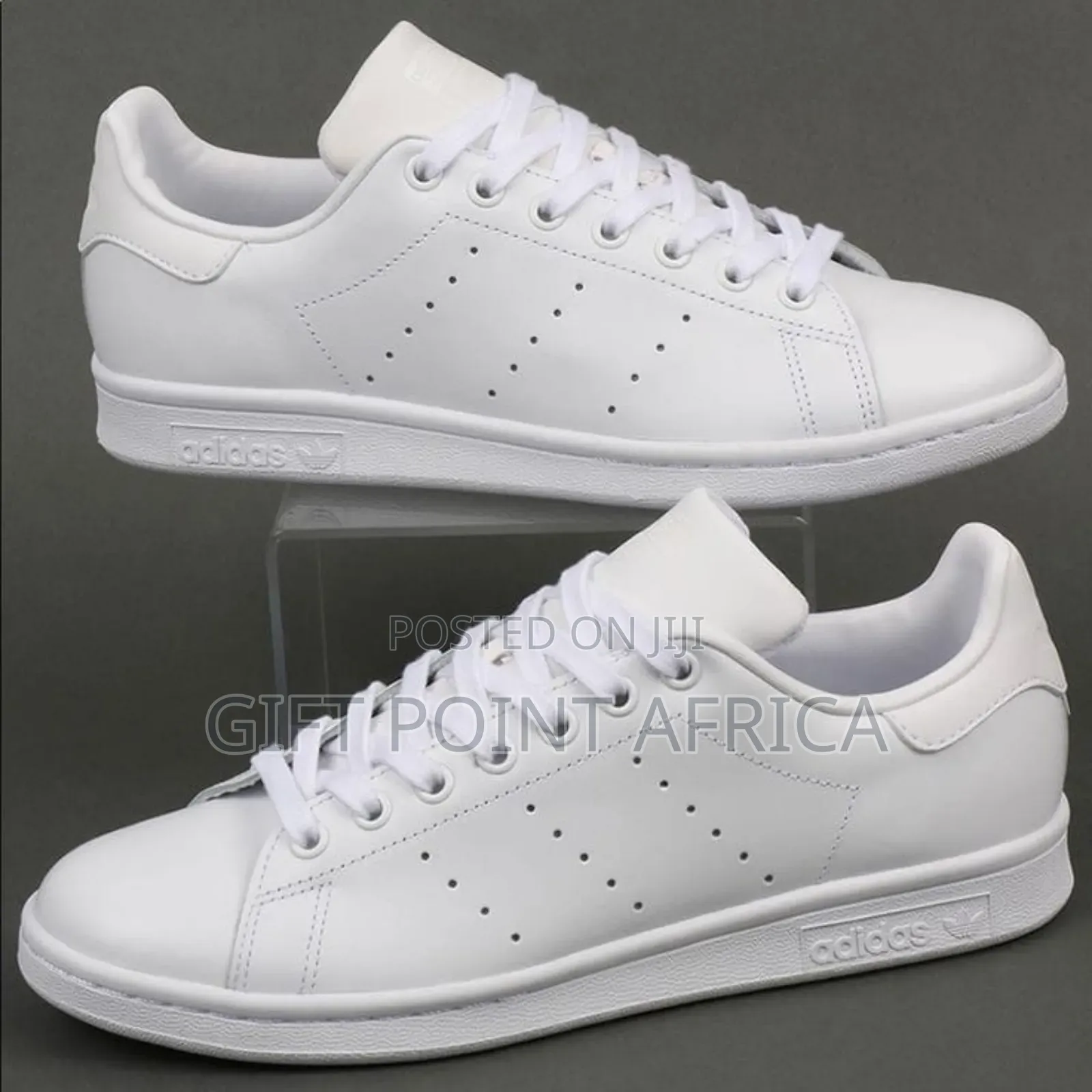 All White (Addidas) Stansmith Leather Laced Casuals*