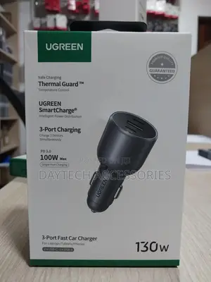 Ugreen 130w 3 Ports Car Charger (Usb A, C)