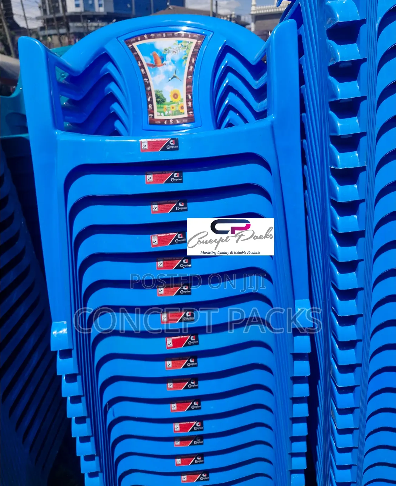 Complast Plastic Armchair. (Flower Back)