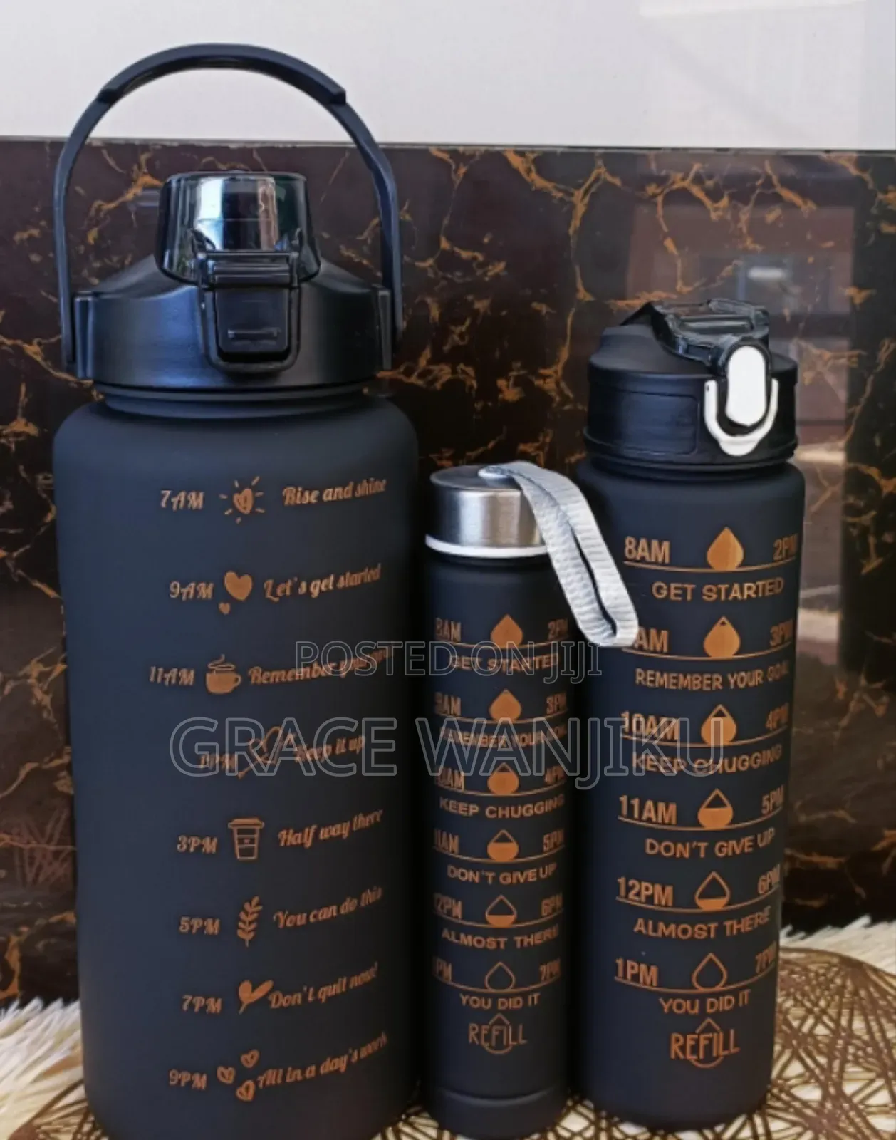 Motivational Water Bottle 3 In1