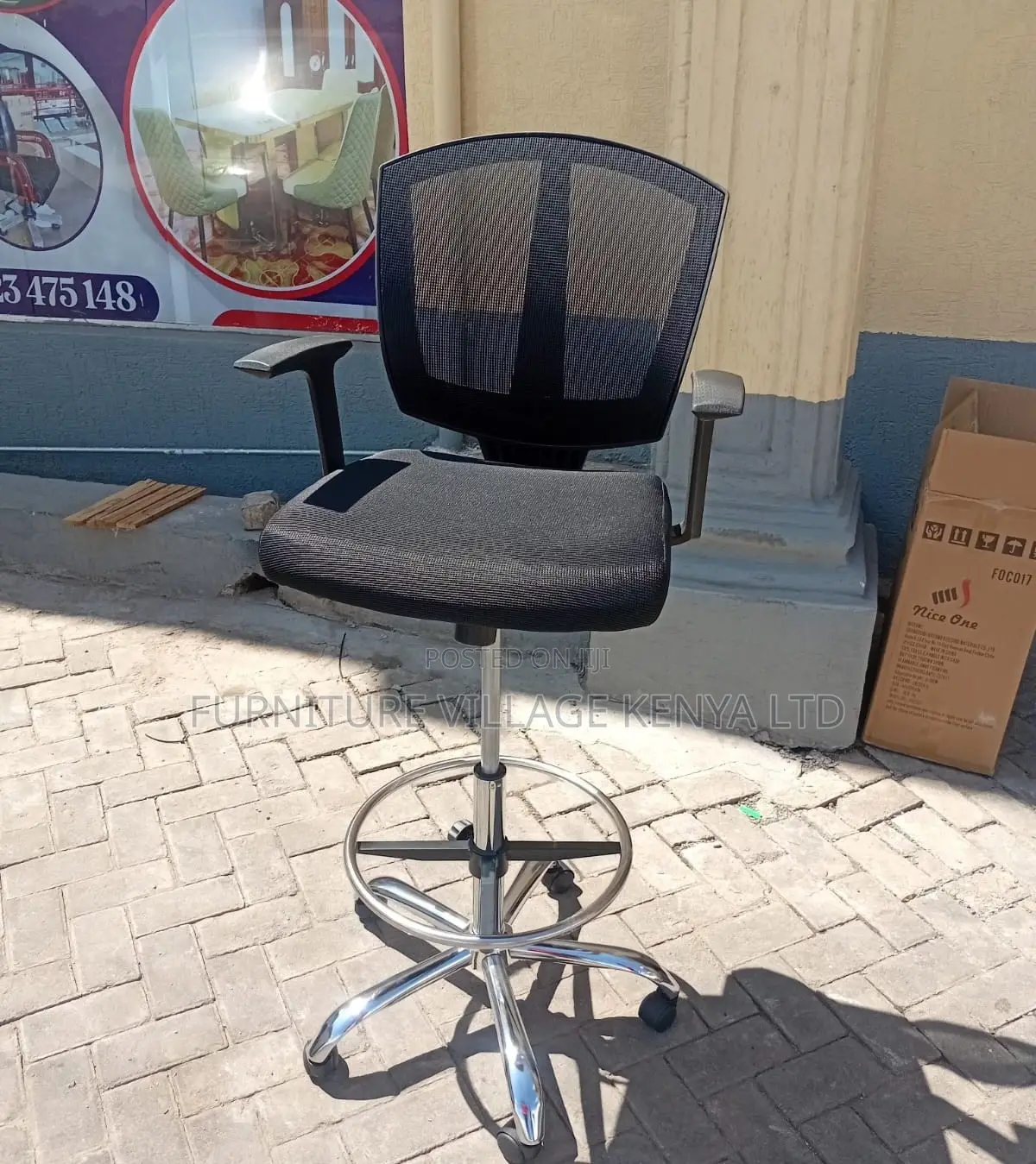 Office Chair:Adjustable Height Front Desk Counter Mesh Chair