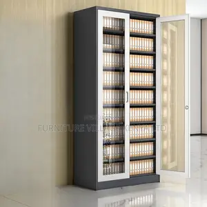 Cabinets: Modern Style Glass Front Cabinet 180cm Tall