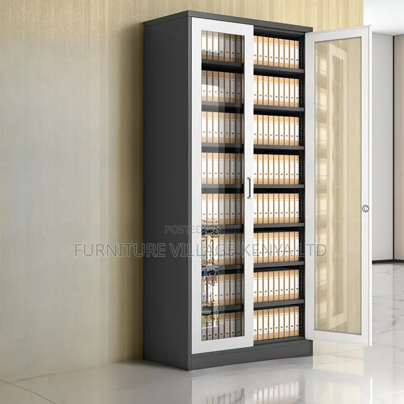 Cabinets: Modern Style Glass Front Cabinet 180cm Tall