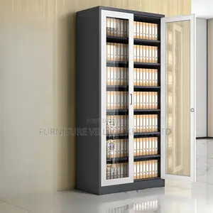 Cabinets: Modern Style Glass Front Cabinet 180cm Tall
