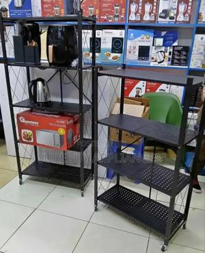 Big Size Foldable Kitchen Rack With Wheel Black - thumbnail 2