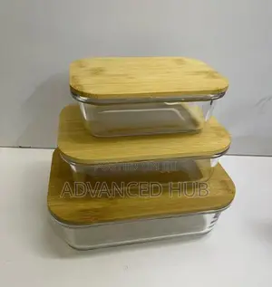 3in1 Glass Snack Storage Box Set Wooden Top Lid