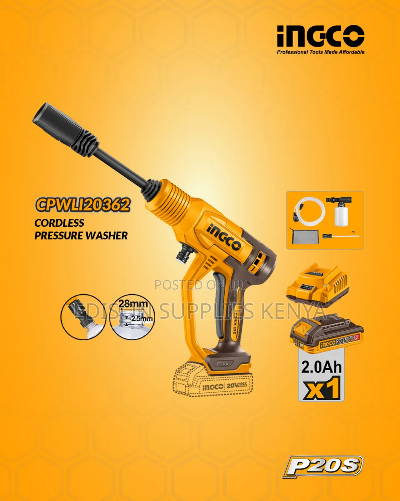 Ingco Cordless Pressure Washer Rechargeable Car Wash Machine