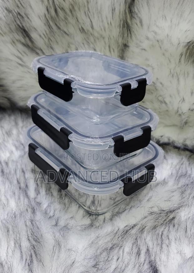 3in1 Glass Snack Storage Box Set Transparent Top Lid - main view