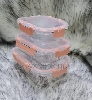 3in1 Glass Snack Storage Box Set Transparent Top Lid
