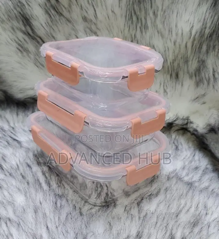 3in1 Glass Snack Storage Box Set Transparent Top Lid