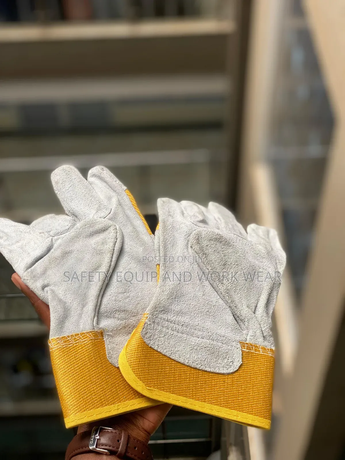 Short Safety Gloves Heavy Duty Leather Protection