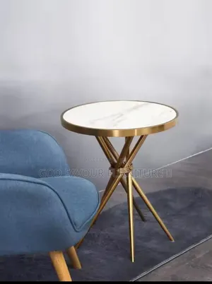 Modern Whitish Gold Marble Balcony Coffee Table Az7h