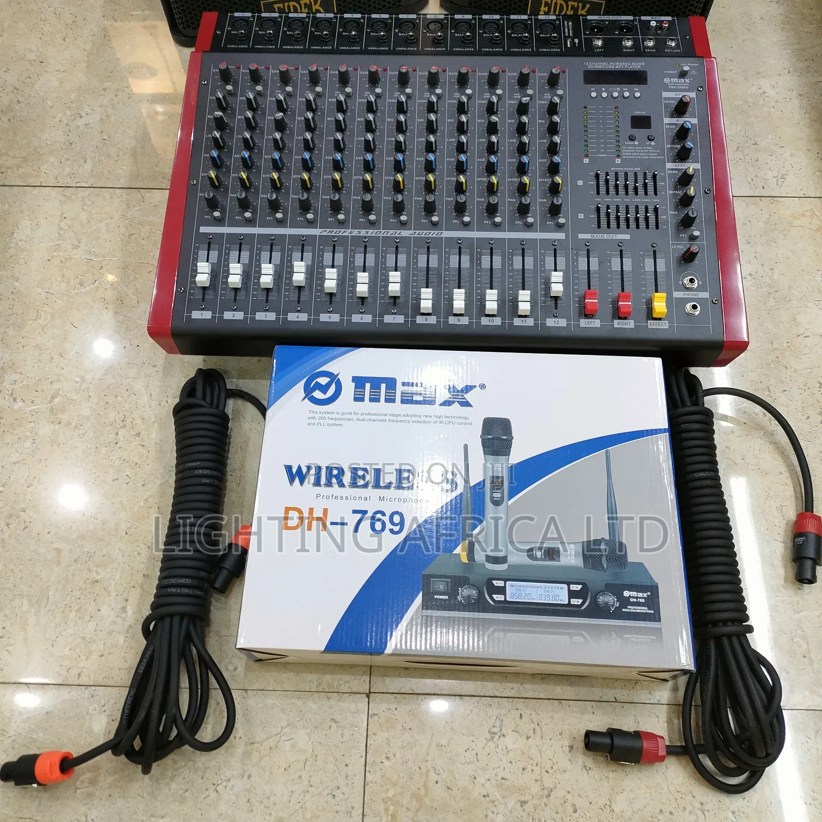 12 Channels Mixer Usb,(2) Fedik 12" Speaker's Max Wireless