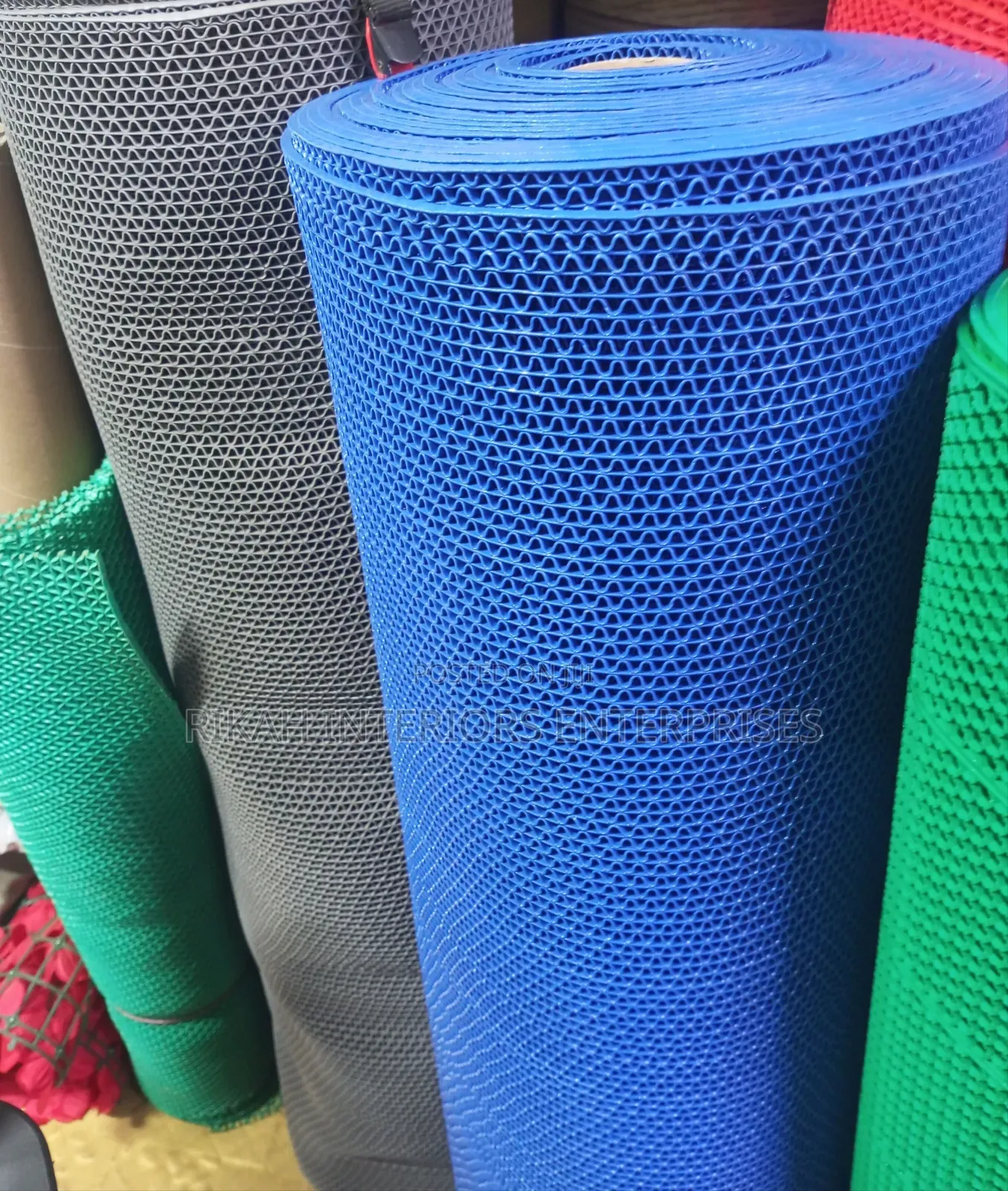 Grey and Blue Anti Slip Bathroom Mats