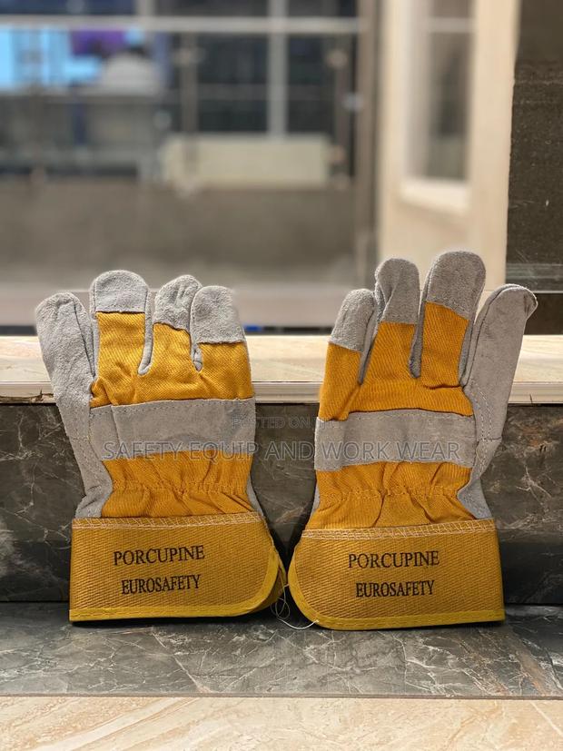 Short Safety Gloves Leather Grip Protection. - main view