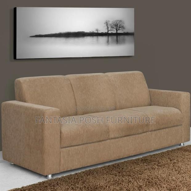 Simple Beige 3-Seater Sofa - main view