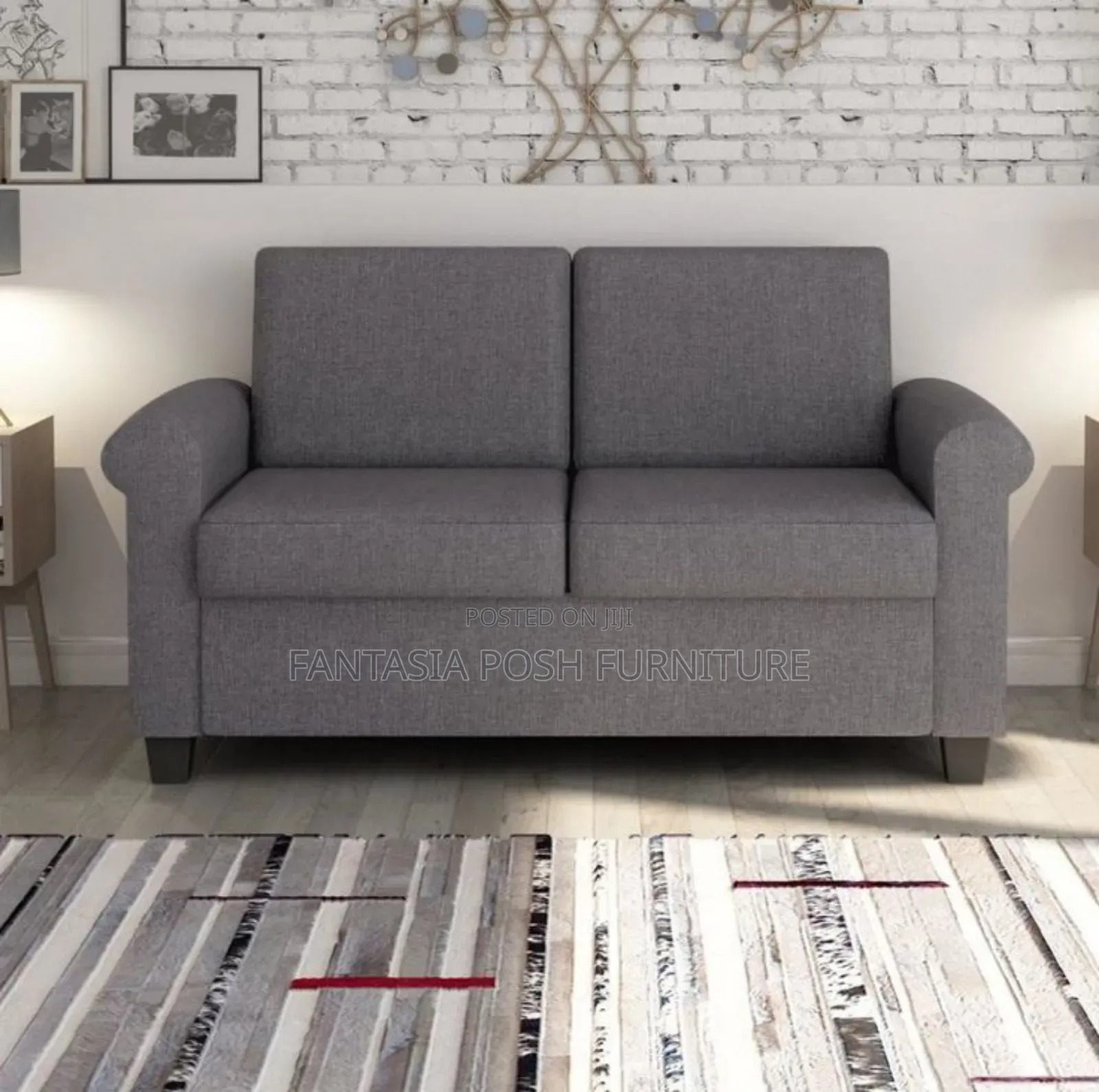 2-Seater Modern Gray Sofa