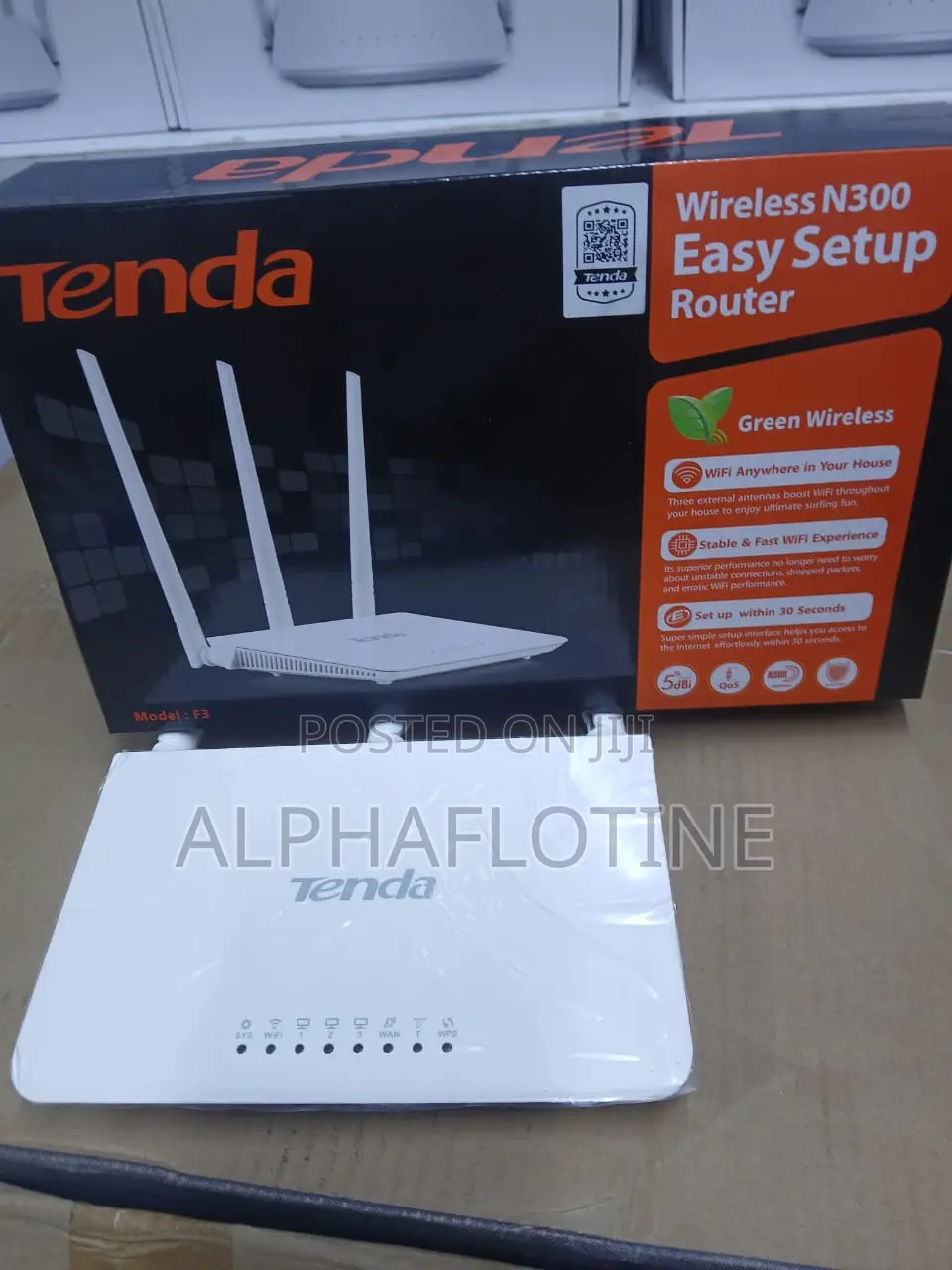 Office Wireless Router Tenda300mbps 3 Antenna Band 4 Port