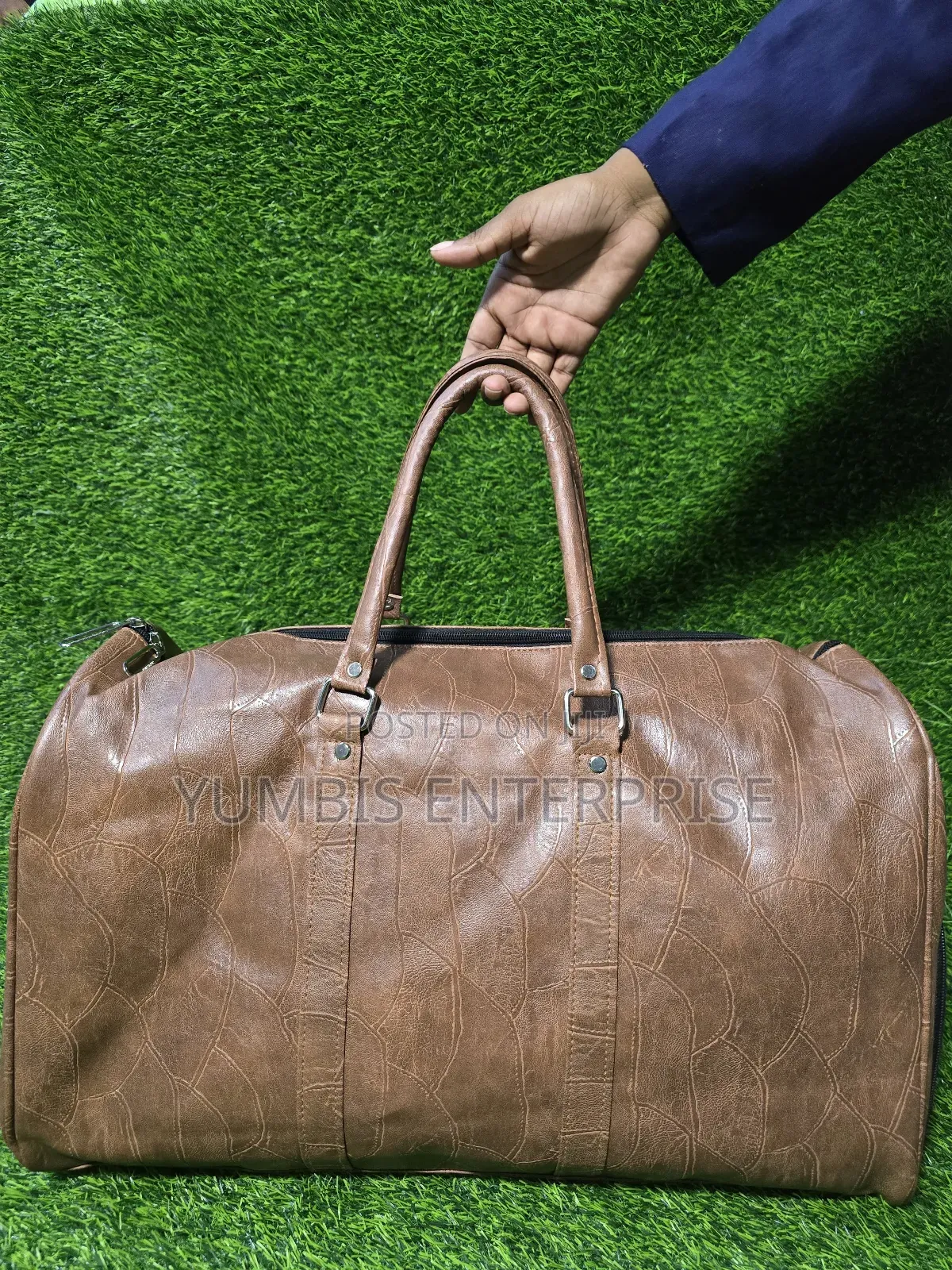 Pu Leather Duffle Bags With a Shoe Compartment Grey,Brown