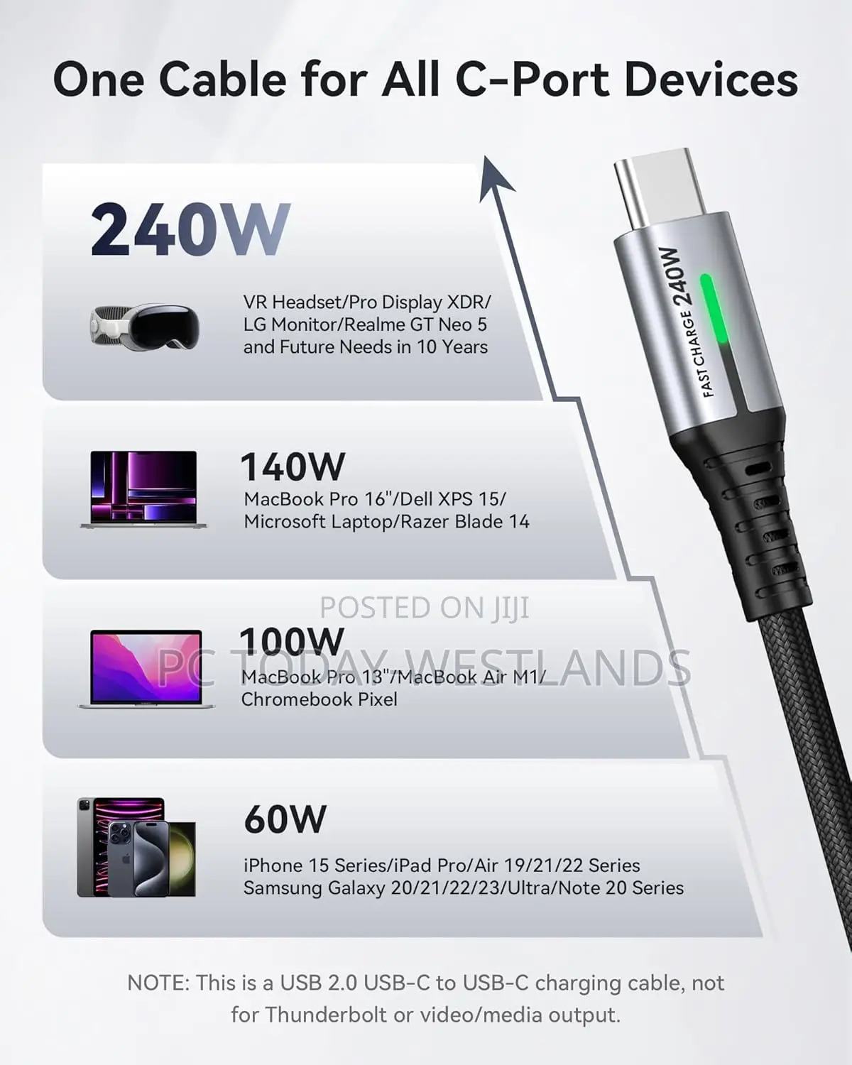 Iniu Usb C to Usb C Cable, 240w Fast Charging 6.6ft