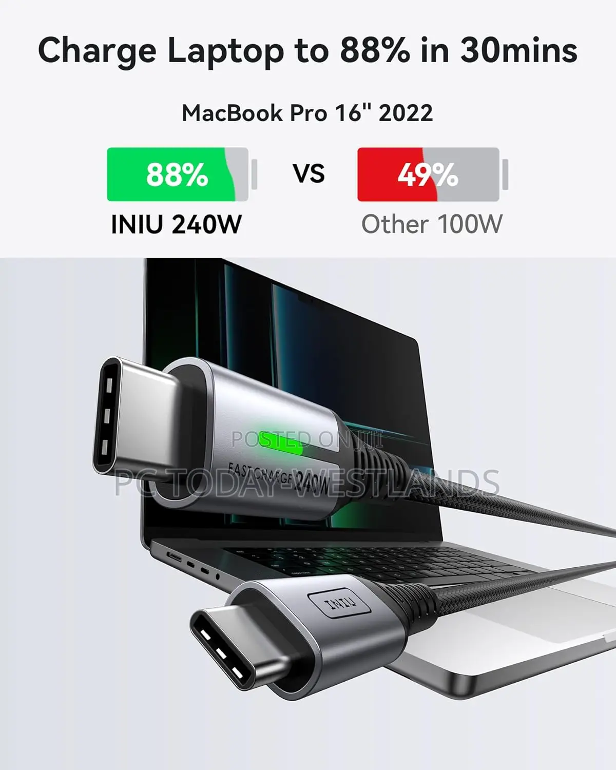 Iniu Usb C to Usb C Cable, 240w Fast Charging 6.6ft