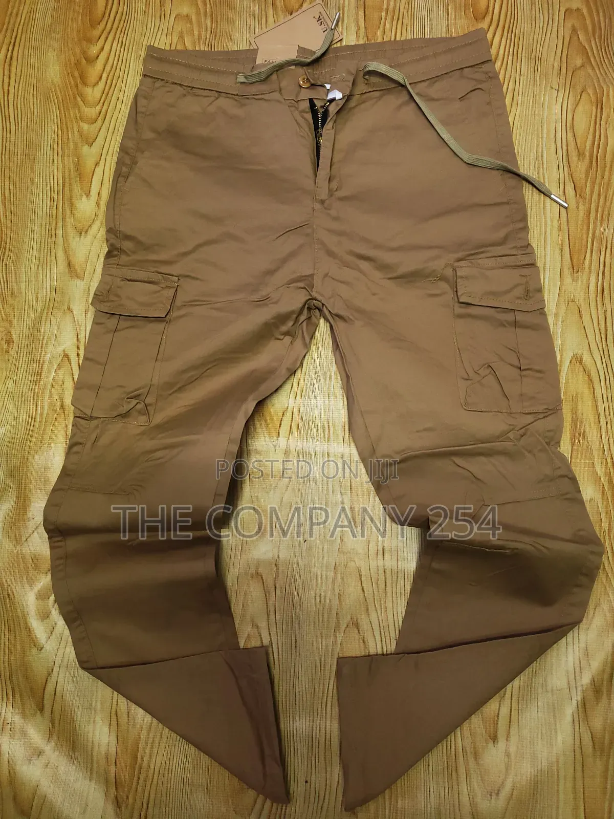 Quality Men Khaki Cargo Pants Trousers With Bands