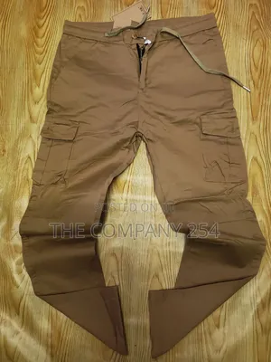 Quality Men Khaki Cargo Pants Trousers With Bands