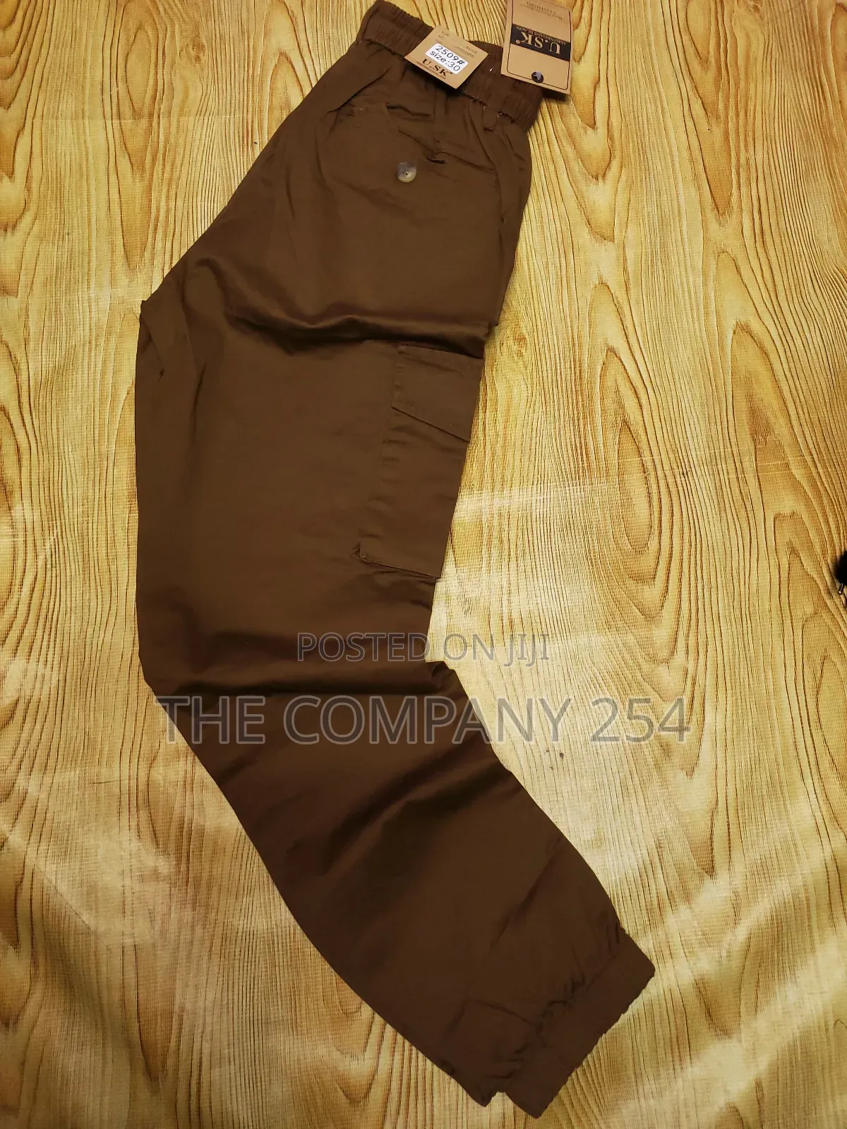 Quality Men Khaki Cargo Pants Trousers With Bands