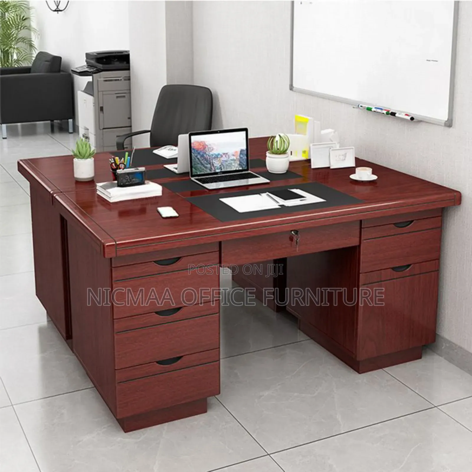 Executive Desk With Locking Drawer and Cable Management