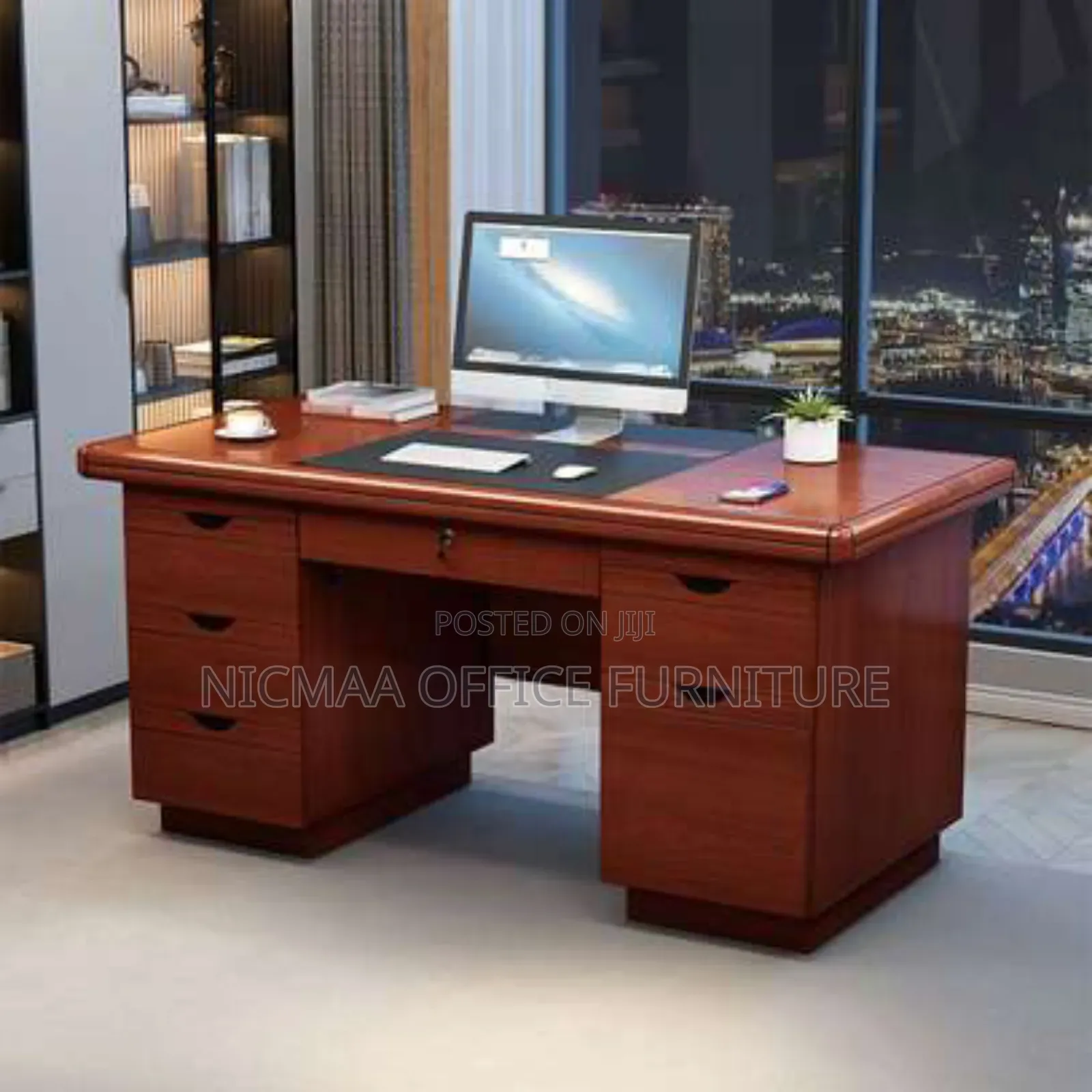 Executive Desk With Locking Drawer and Cable Management