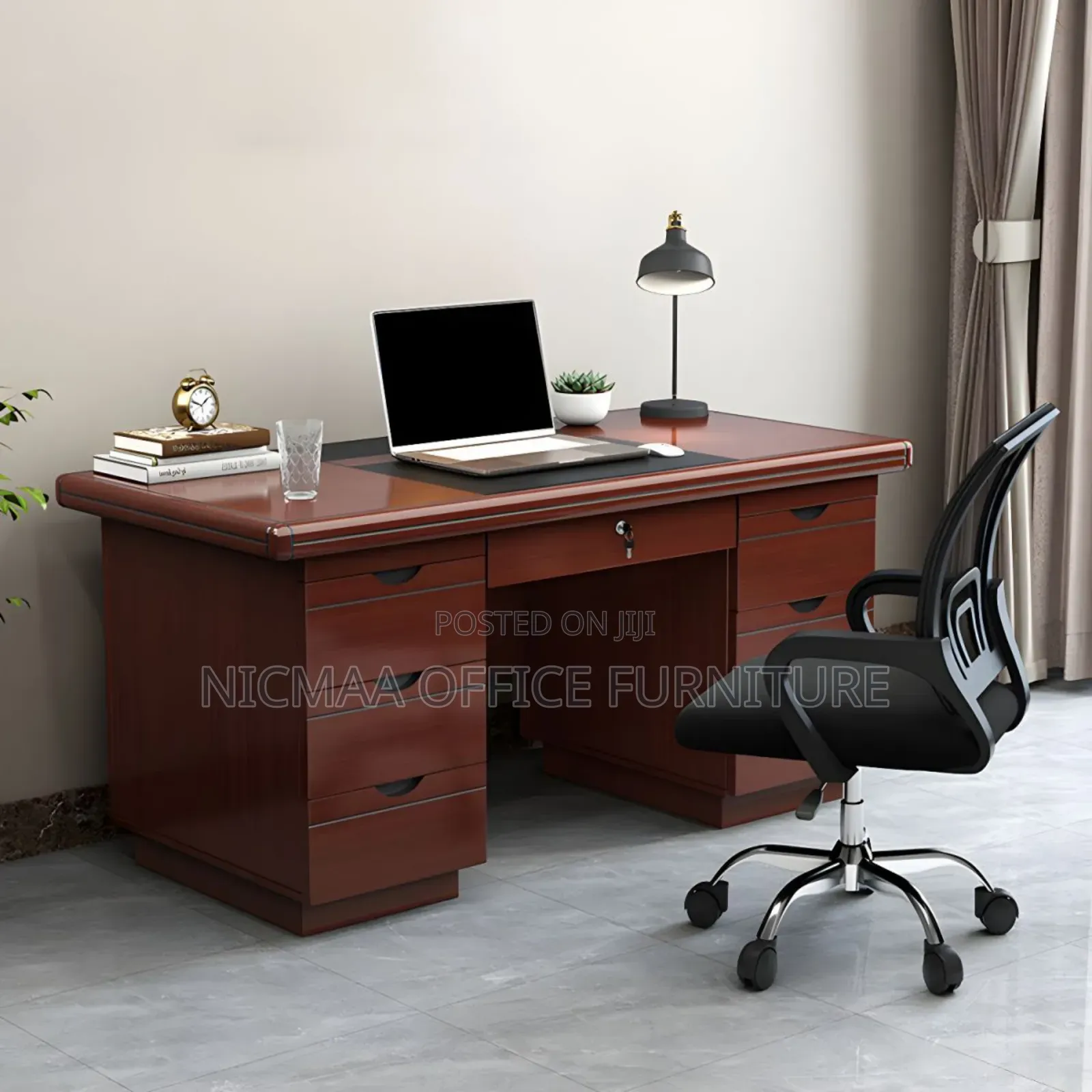 Executive Desk With Locking Drawer and Cable Management