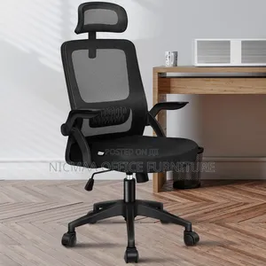 Mesh Swivel Chair With Adjustable Headrest Armrest