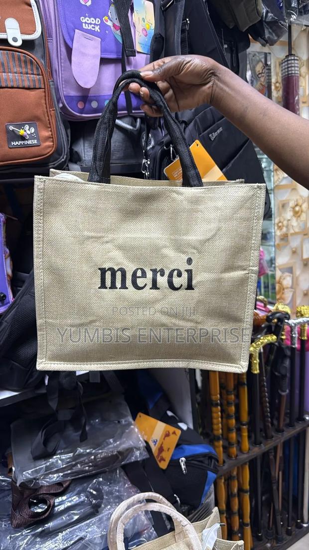 Brown Jute Tote Bags With Zip
