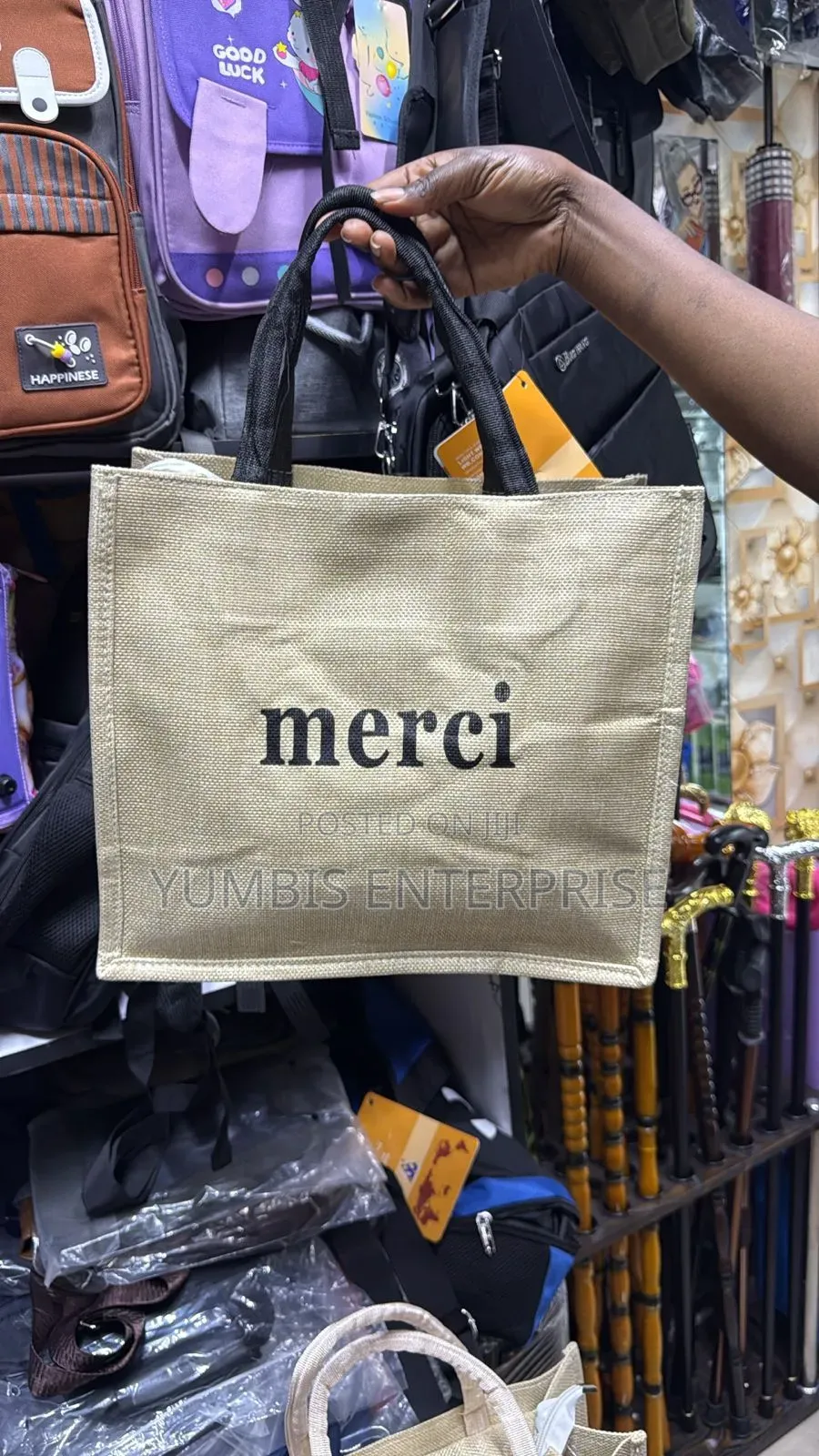 Brown Jute Tote Bags With Zip