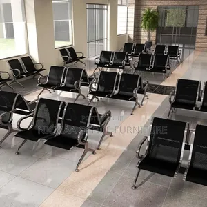 2-seater Black Waiting Bench: Office Guest Chair With Arms