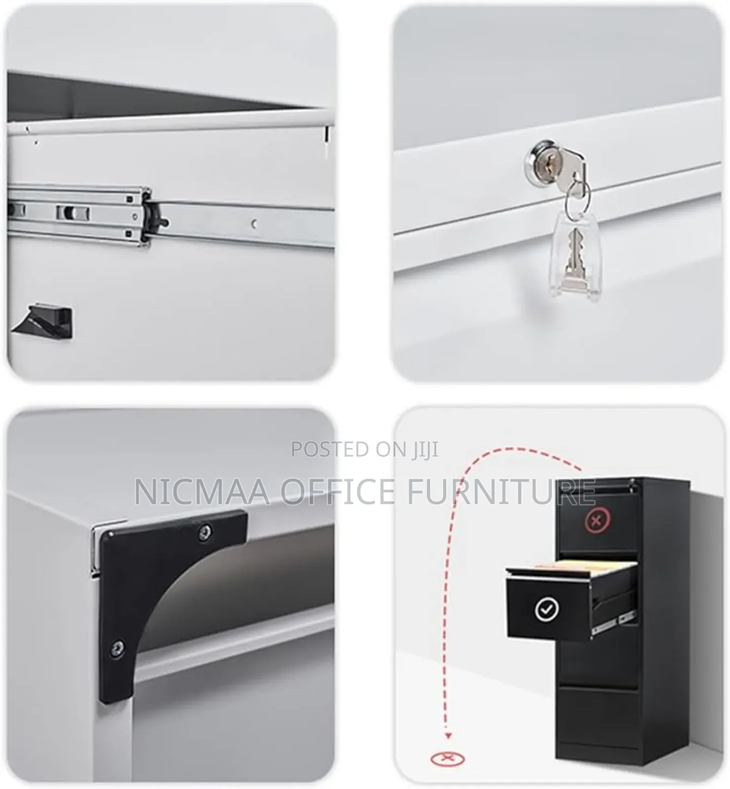 Metal Lateral File Cabinet: Low Office 4-Drawer Storage Unit