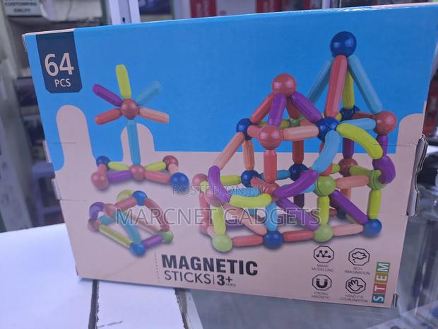 64 Pieces Modeling Stem Magnetic Sticks Montessori - main view