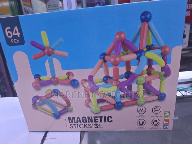 64 Pieces Modeling Stem Magnetic Sticks Montessori - thumbnail 2