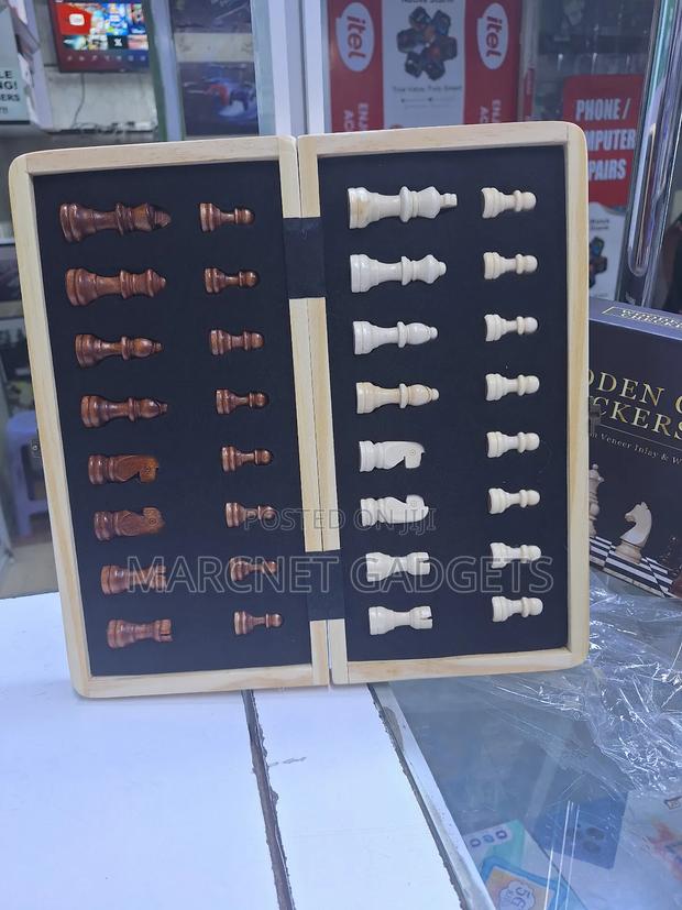 Magnetic Wooden Chess Checkers Set 29cm - thumbnail 2